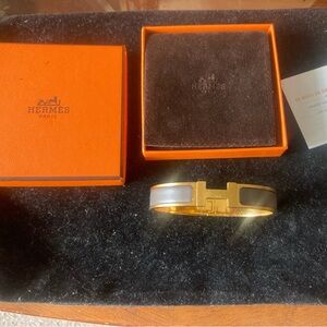 Hermès Gold and Grey Bangle Bracelet